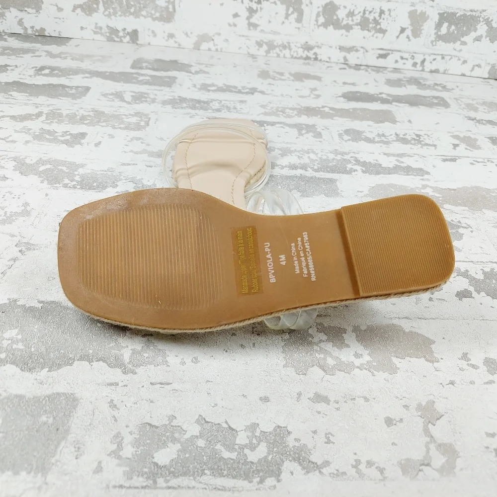 NEW BP Viola Cream Square Toe Summer Casual Flat Slide Sandals D1024